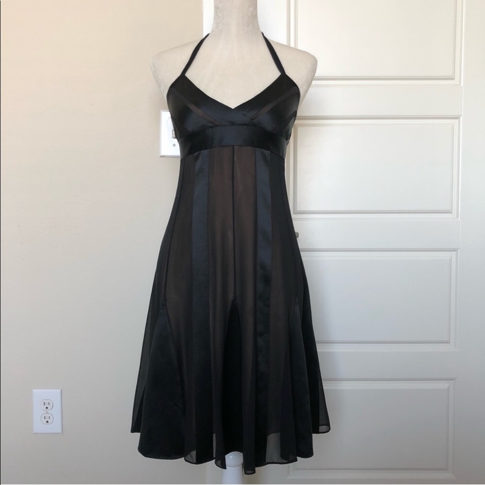 BCBGMaxAzria-Sheer-Black-Halter-Top-Dress